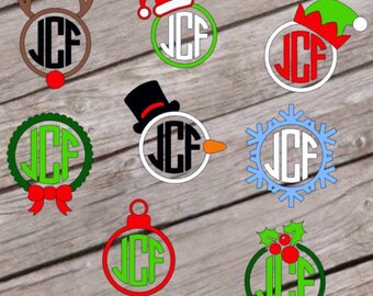 Christmas monogram decal |FREE SHIPPING| santa mongram | snowman monogram | ornament monogram | reindeer monogram | christmas cup decal