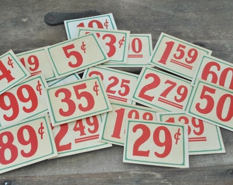 Authentic Antique Grocery Store Shelf Price Tags Fantastic Vintage Ephemera Twenty in Listing
