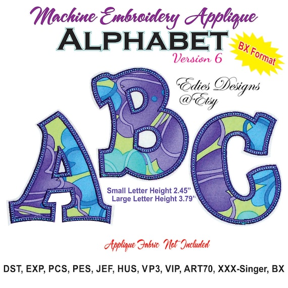 Applique Alphabet Machine Embroidery Designs BX Format