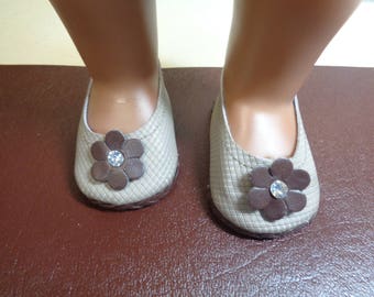 Brown and beige-Mary Jane-- Doll Shoes-- for 18 inch dolls- fits american girl dolls