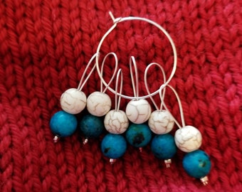 Stitch Markers. Set of 6 Glass beaded markers.