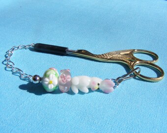 Garden Bunny Embroidery Scissor Fob with Point Protector