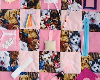 Fidget blanket,dog activity quilt, ladies gifts for Alzheimer’s, dementia, stroke, nursing home