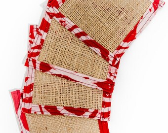 Coasters - Burlap coasters - Fabric coasters - Hostess Gift - Housewarming Gift - Drink Coasters - Square Coaster - Up Cycled - Rustic