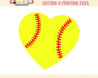 Softball SVG - Softball Clip Art - Softball Heart SVG - Noun SVG - Icon svg - Softball Strings - Files for Silhouette Studio/Cricut Design