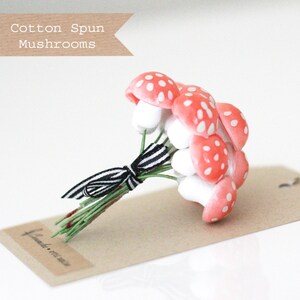 1 dozen Large Pink German Cotton Spun Mushrooms