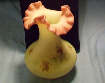 Fenton Hand Painted Burmese Vase