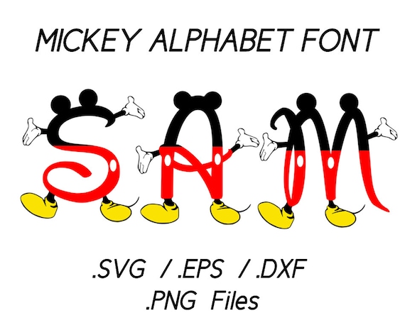 Mickey Mouse Alphabet Vectors Font. Cutting File.