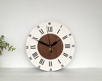 Wooden clock Rustic wall clock 12" Home decor Farmhouse clock