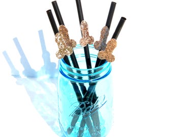12 PACK - ROSE GOLD penis straws! Bachelorette party, bachelorette party decorations, penis decorations, bachelorette party favors
