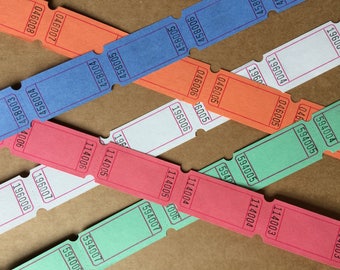 Blank Tickets ~ Carnival Party Fair Wedding Circus Raffle ~ Scrapbooking ~ Vintage Style ~ Pink Green Blue Orange White