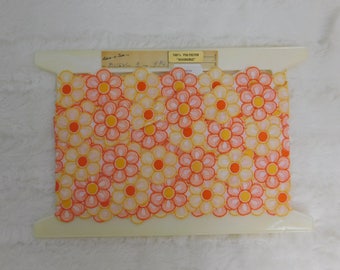 Vintage Flower Trim or Lace from Switzerland - 3 yards - 1" Wide Orange Yellow a100