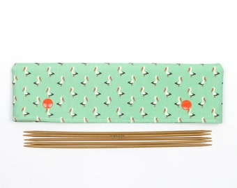 Pelican DPN holder, 20cm / 8" DPN cozy, mint green sock needle keeper
