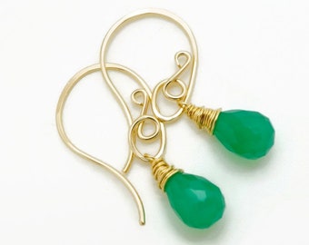 14k goldfill earrings with green onyx