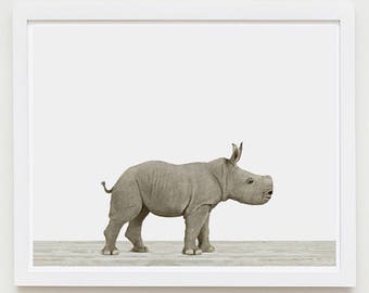 Baby Animal Nursery Art Print. Baby Rhino. Animal Nursery Decor. Baby Animal Photo.