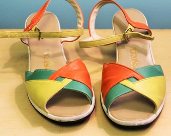 Sunshine Sandals! Yellow, Green and Orange (airstep) Strappy US8.5/9
