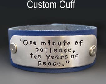 Women's Personalized Custom Leather Bracelet / Leather Cuff Bracelet / Hand Stamped / Personalized Jewelry / Gifts for Her / Graduation Gift