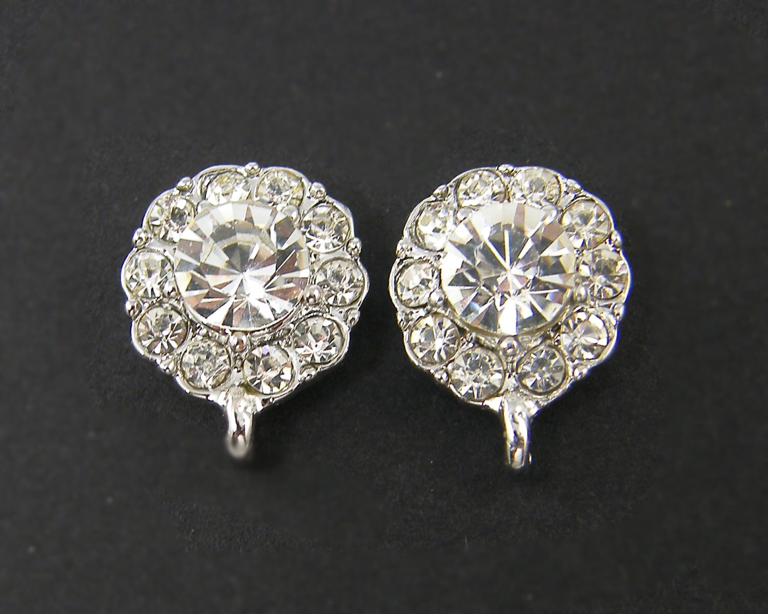 Clear Rhinestone Earring Posts Silver Bridal Earring Findings