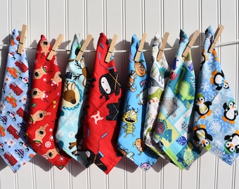 Set of 8 8" Mixed Boys Flannel Cloth Napkins Lunchbox