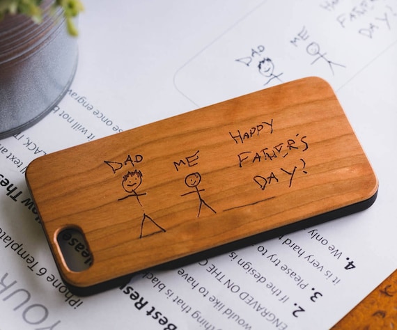 And the award for most adorable manly-man gift for Father's Day? The wooden personalized phone case with your kid's art on it.