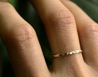 sunrise ring 14k gold ring 10k gold sterling sun ring dainty gold ring solid gold delicate band stacking ring skinny ring SUNRISE BAND