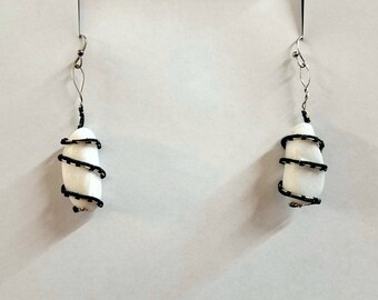 White Quartzite Wire Wrapped Earrings