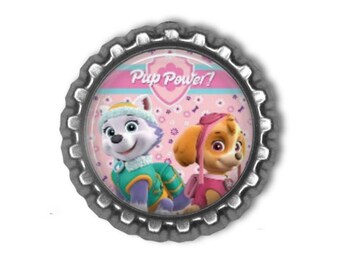 Nick Jr. Paw Patrol PUP POWER! Skye & Everest 3D Finished Flat Bottle Cap