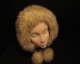 Vintage Genuine Tuscan Lamb Fur Hat with Pom Poms. Made in Italy. Sure to Keep your Head Toasty Warm this Winter Season!