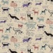 Dog Parade on Blue ~ Kokka Linen Bland Fabric ~ Japanese Fabric ~ Weave & Woven