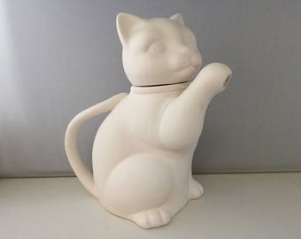 Ceramic cat tea pot- DIY ready to paint