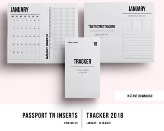 Passport TN Habit Tracker 2018 | Passport TN Insert | Passport TN Insert Printable | Passport tn Size | Passport Monthly 2018 | 2018 Tracker
