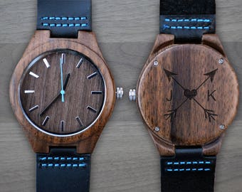 Personalized Wooden Watch, Personalized Watch, Engraved Watch, Engraved Wood Watch, Mens Wood Watch, Gifts for Him, Gifts for Dad. WW405