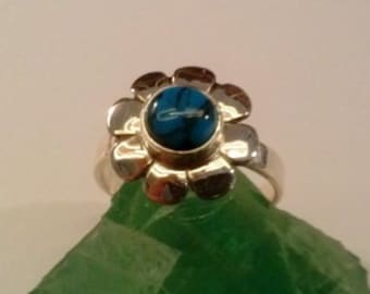 sterling silver & turquoise flower ring