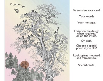 Fine Art Card, Handmade Birthday card, Blank Card, Handmade Artist's card, Custom card, Handmade Greeting Card, 'Over the Rainbow'