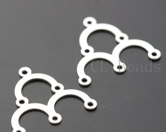 6pcs Matte Silver Plated Brass Base Findings - 1 to 3 Components - 17x15mm (1736C-T-101)