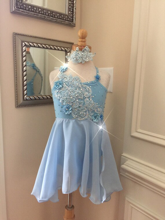 Custom Lyrical Dance Costume for Competition Baby blue with