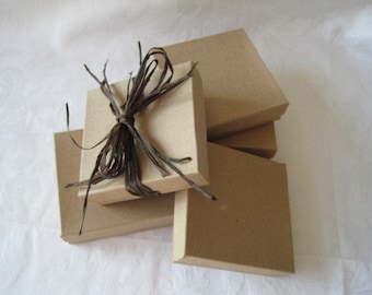 10 Kraft Boxes, Jewelry Gift Boxes, Wedding Favor Boxes, Bridesmaid Gift Box, Cotton Filled 3.5x3.5x1