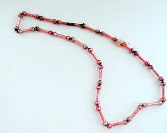 Vintage Pink Mercury Glass Bead Garland/ Vintage Mercury Glass Bead Necklace