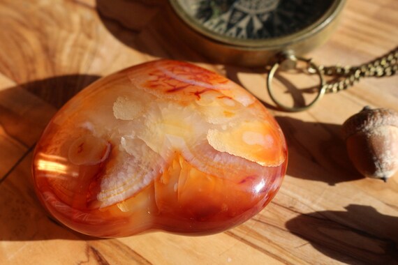 Large Carnelian Heart 3.5", Heart Shaped Carnelian, Polished Carnelian Heart, Large Red Crystal Heart, Puffy Carnelian Heart, Valentines Day