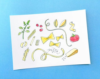 Pasta Print, 8x10 Pasta Illustration