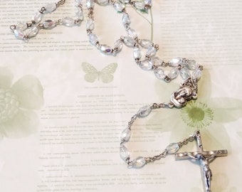 Vintage 5 Decade Glass Bead Rosary/vintage rosary/rosary beads/prayer beads/five decade rosary/cross/cross necklace/crucifix/catholic