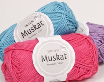 DK cotton yarn! Garnstudio Drops Design Muskat 100% Egyptian Mercerised cotton DK / 8ply Luxury knitting crochet wool - double knitting
