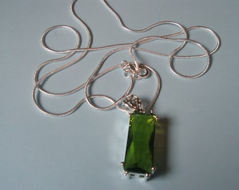 Green Ornate Pendant on Silver Chain