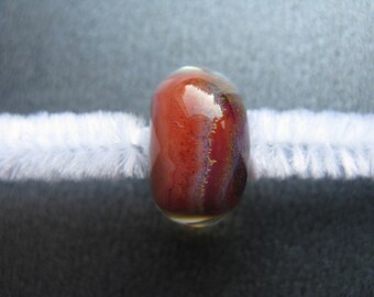 BORO Lampwork Focal Bead, Borosilicate Lampwork Focal Bead, Orange, Red, Purple, Yellow, Shimmers, Handmade Lampwork Bead, OOAK - HGD585