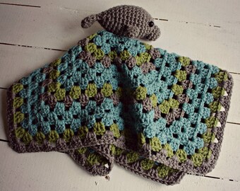 Crochet Manatee Security Blanket, Crochet Manatee, Manatee Toy, Baby Security Blanket, Baby Shower Gift, Baby Christmas Gift