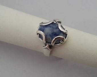 Sodalite in Sterling Silver Ring - Size 6 1/2