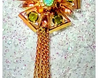 Alice Caviness Rhinestone Pendant Necklace 1940-50's era