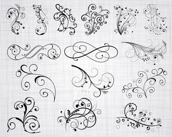 Decorative Vine Ornaments SVG, Vine SVG, Swirls Svg, Clipart, Cut Files For Silhouette, Files for Cricut, Vector, Svg, Dxf, Png, Eps, Decal