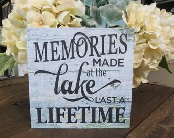 Wood Lake Sign, "Memories at the Lake Last a Lifetime", Lake House Sign, Lake House Decor, Lake Lover Gift