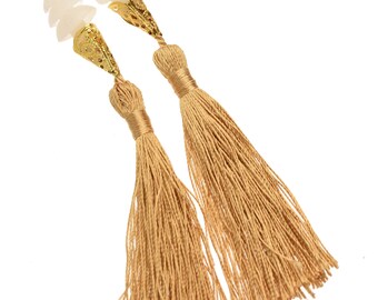 Breakfast at Tiffany's Inspired Tassel Earplugs in Gold